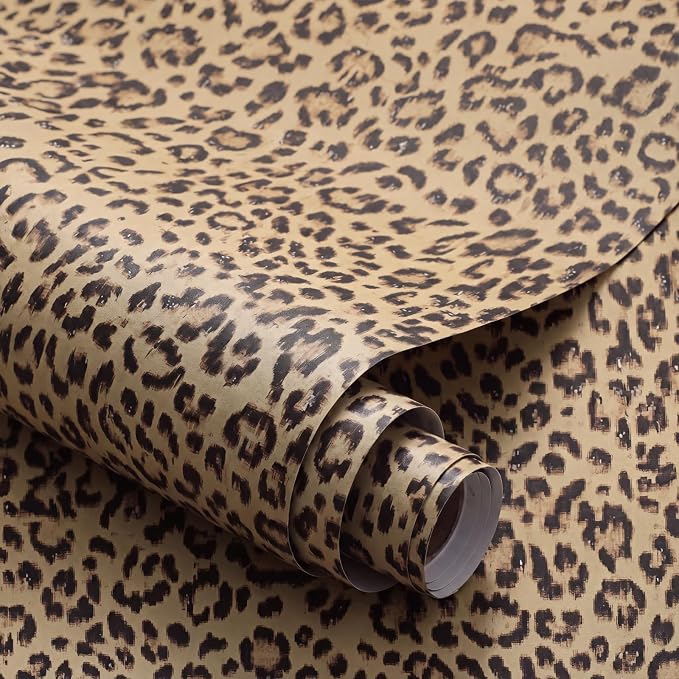 Drydiet Leopard Print Wallpaper Peel and Stick Contact Paper 15.8 x 1500 | Self Adhesive, Cheetah Print Design, Easy Apply Remove, Wall Sticker for Home Locker Dorm Classroom Living Room Decor by Drydiet
