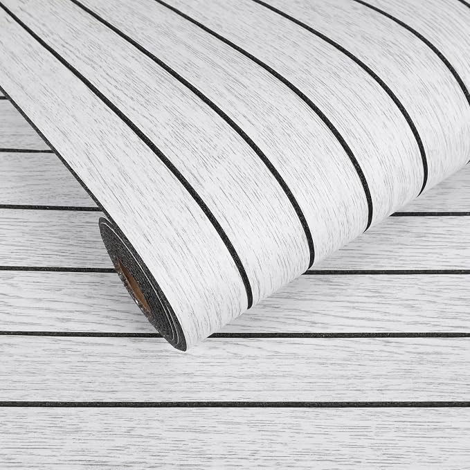 VEELIKE Whitewashed Oak Wood Wall Panel Peel and Stick Foam Slat Panels for Bedroom Living Room 17''x118'' Removable Self Adhesive 3D Slat Wood Wallpaper for Interior Wall Decor TV Backdrop Ceiling by VEELIKE