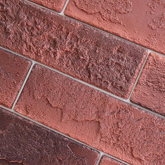 100 Vintage Red Faux Brick Wall Tiles, 3D Thin Brick Veneers for Bedroom, Bathroom, Kitchen, Fireplace and Fence Wall Panels (14.2 sq ft) by TORURAL