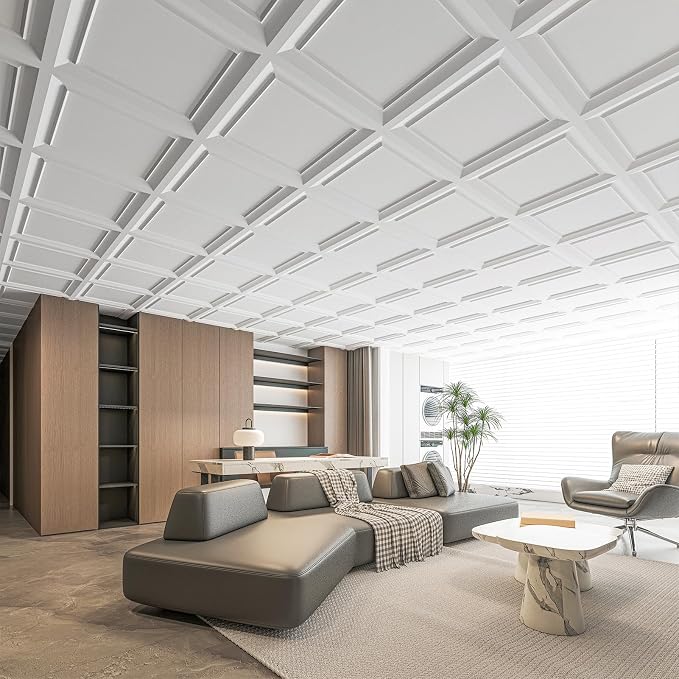 Art3dwallpanels Ceiling Tiles, 24 x 24 Inch, 12 Pcs, White | Drop Ceiling Tiles, High Grade PVC Wall Panels, Drop in, Fire Rated, Waterproof, Light Weight, Cover 48 Sq.Ft - Image 6