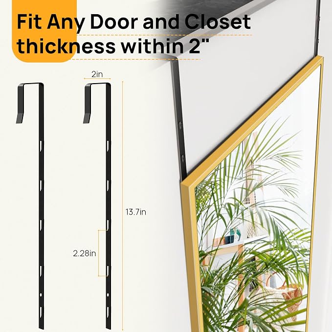Alpen Gold Over The Door Mirror, 47x14 Inches Full Body Mirror Full Length - Image 6