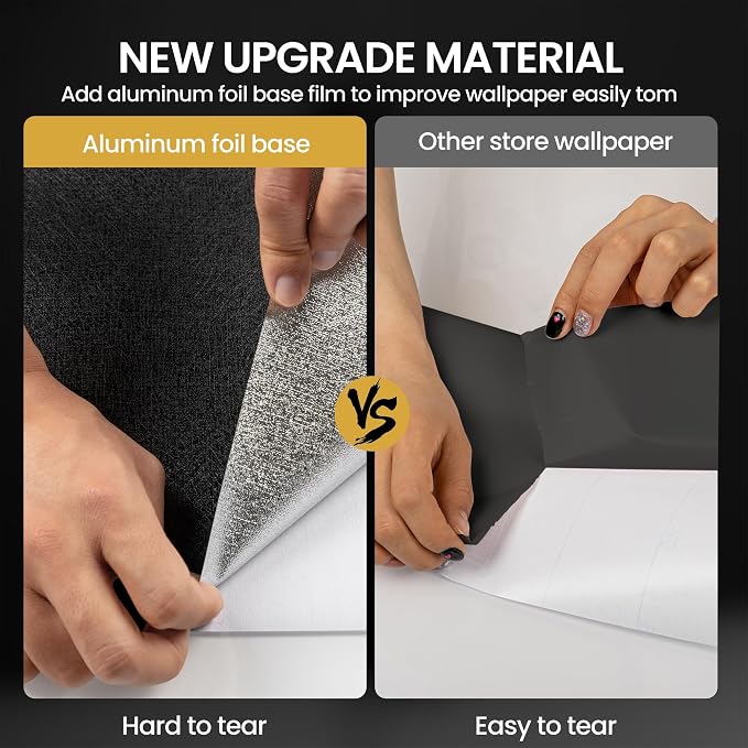 Black Wallpaper Peel and Stick with Tools, Matte Black Contact Paper | Self-Adhesive and Removable 17.7'' x 590.5'', Thickened Wall Paper for Cabinets, Drawers and Countertop - Image 3