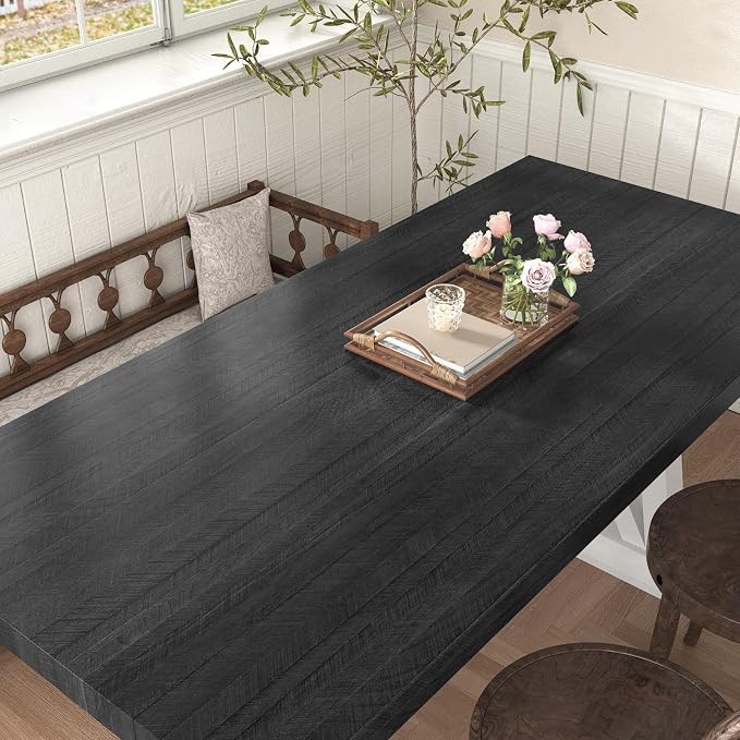 WESTICK Wood Contact Paper Peel and Stick Countertops Waterproof Black Wood Look Contact Paper for Cabinets Drawers Removable Table Dark Wooden Wallpaper Peel and Stick Vinyl Countertop 12" x 78" - Image 2