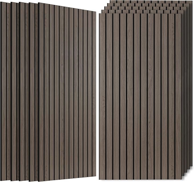 Acoustic Panels,10 Pack 47.2”x23.6” Soundproof Wall Panels,Walnut | Simulated Wood Grain Finish Sound Dampening Panels,Decorative PVC Wood Veneer Acoustic Panels, High-Density Polyester Fiber by AUTORIFIC