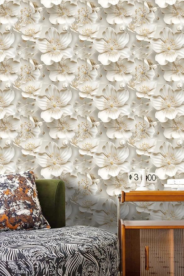 Peel and Stick Wallpaper Gray Yellow Gradient Floral Accent - Image 6