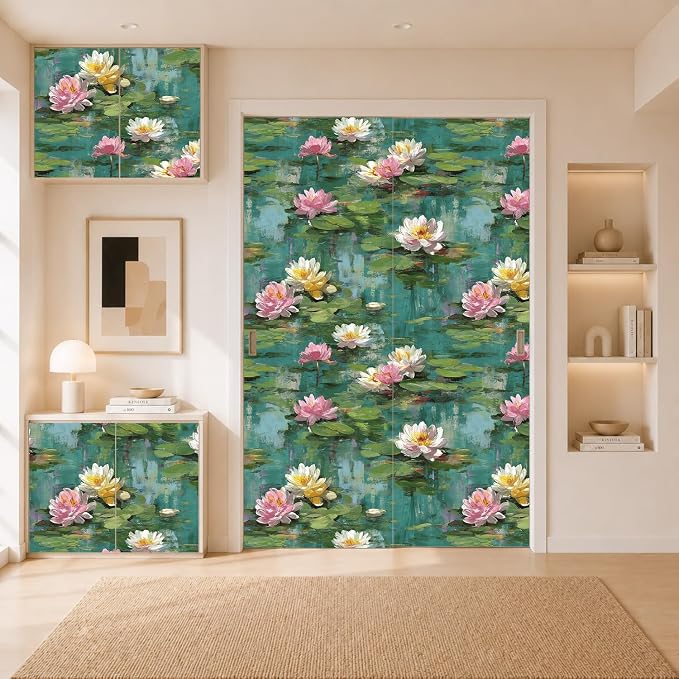 Lotus Removable Self-Adhesive Wallpaper for Bedroom & Living Room Decor 17.7×236 Inch,Waterproof Wall Covering for Accent Walls, Apartment, Nursery - Image 8