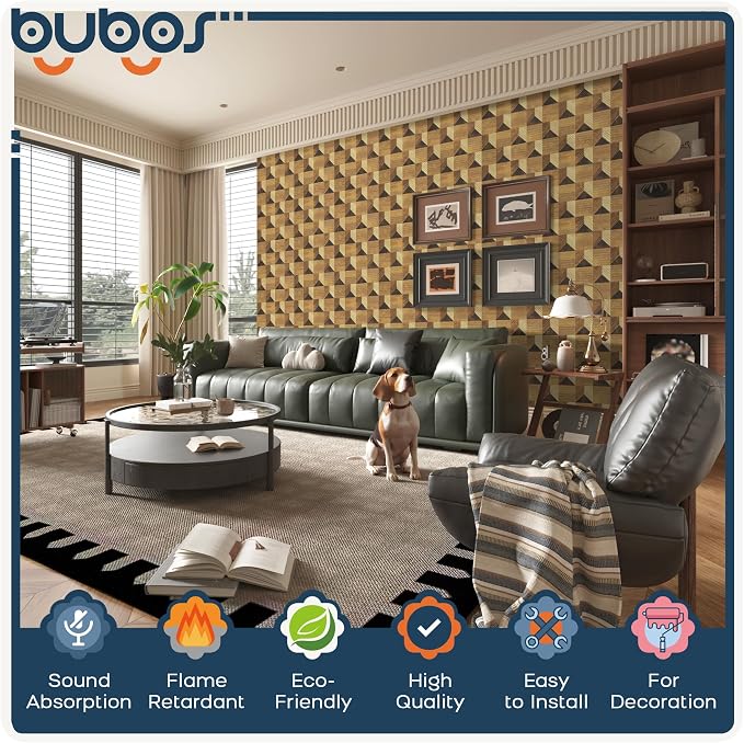 BUBOS 6 Pack Art Acoustic Wall Panels,70.8”x47.2”Self Adhesive for Home Decor | Peel and Stick, for Home Office, Studio & Wall Decor Sound Treatment, Wall Panels for Noise Reduction & Stylish Room - Image 3