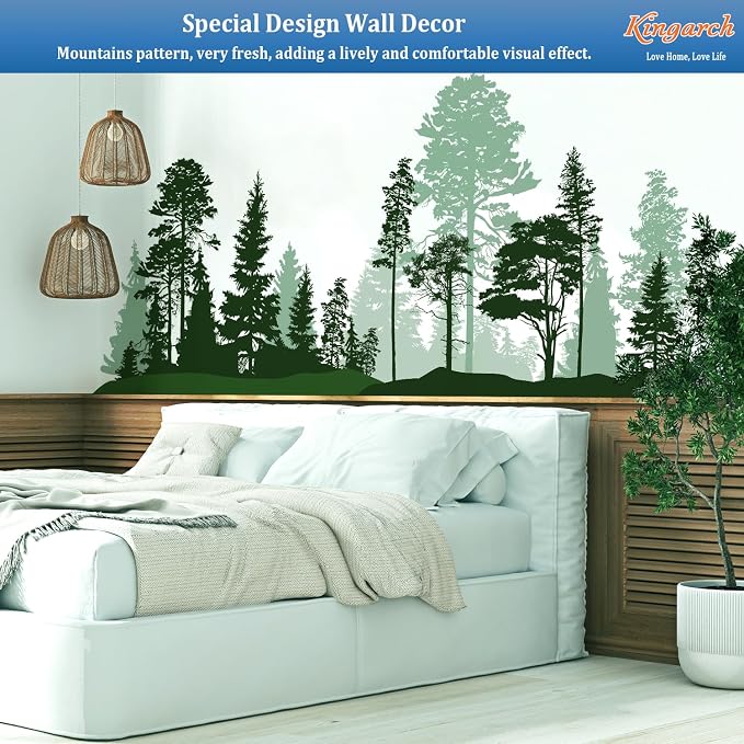 Large Forest Wall Decals, Green Pines in Fir Trees Peel and Stick Vinyl Wall Stickers & Murals, Removable Home Room Wall Decor for Bedroom Living Room Bedroom Classroom Office Nursery - Image 2