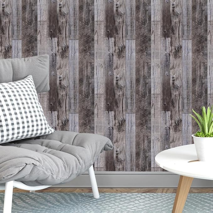 Yun-aeon Natural Wood-Gray Contact Paper Peel and Stick Wallpaper | 17.3"x 472"Self Adhesive Removable Vintage Faux Wood Wall Paper Plank Shelf Home Decoration Kitchen Counter Cover - Image 8