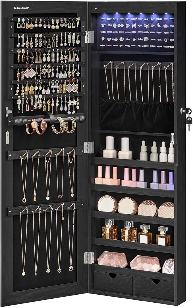 SONGMICS Mirror Jewelry Cabinet Armoire, Wall or Door Mounted, Lockable by Unknown