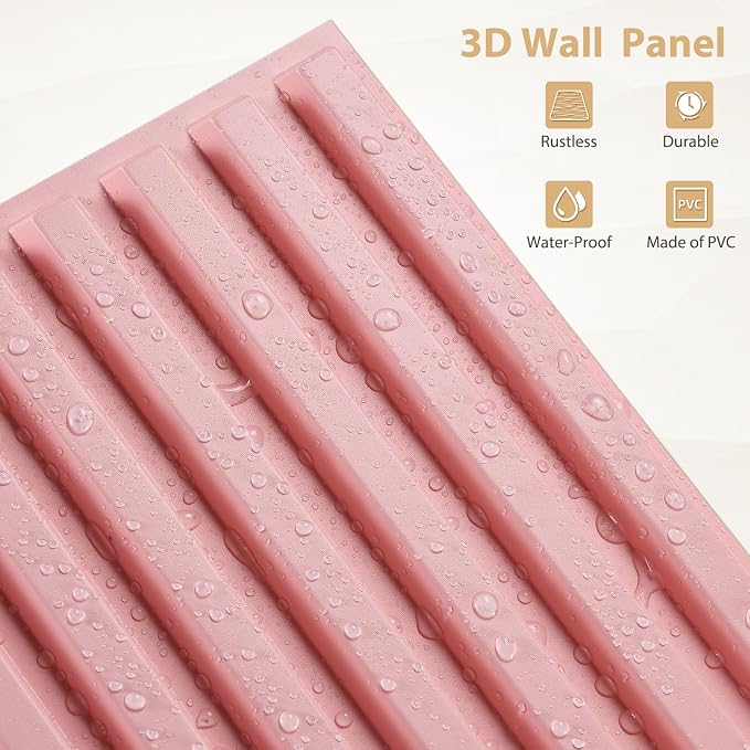 Heikki 30 Pack 3D Wall Panel for Interior Wall Décor, PVC Flower Textured Wall Panels for Living Room Bedroom Hotel Office, 11.8"x11.8", Double-Sided Tape (Pink-XHT) - Image 2