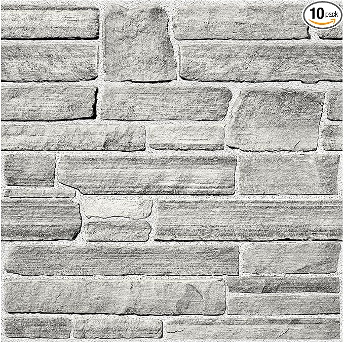 COMSTICKC 3D Faux Stone Wall Panels Peel and Stick, 10 Pcs 11.8" x 11.8" | Gray, Not Real Stone, Ultra-Light Thin PVC Wall Sticker, 3D Fake Rock Decorative Tiles Covering for Easy DIY, Cover 9.7 sq ft by COMSTICKCDECOR
