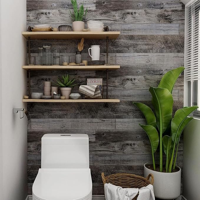 Yun-aeon Natural Wood-Gray Contact Paper Peel and Stick Wallpaper | 17.3"x 1200"Self Adhesive Removable Vintage Faux Wood Wall Paper Plank Shelf Home Decoration Kitchen Counter Cover - Image 4