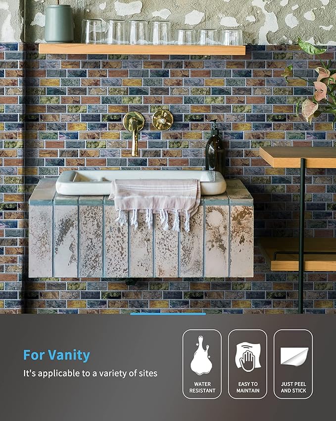 Art3d 10-Pack Marble Peel and Stick Backsplash, 12 x 12 Inch, Vintage Color | Strong Adhesion, Lightweight, Cuttable, Waterproof, Fadeless, Crack Resistant, for Kitchen, Bedroom, Ideal for Recently Moved - Image 4