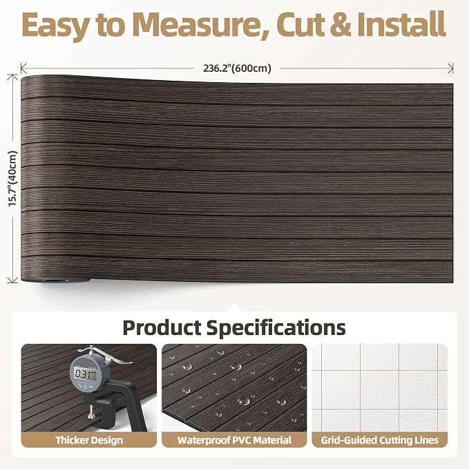 Peel and Stick Wood Slat Wall Panel 3D PVC Faux Smoked Wood Grain Wallpaper | 15.75"x236" Soundproof Wall Panels with Self Adhesive, Wall Coverning for Accent Walls Ceiling Bedroom Bathroom Kitchen Decor - Image 5