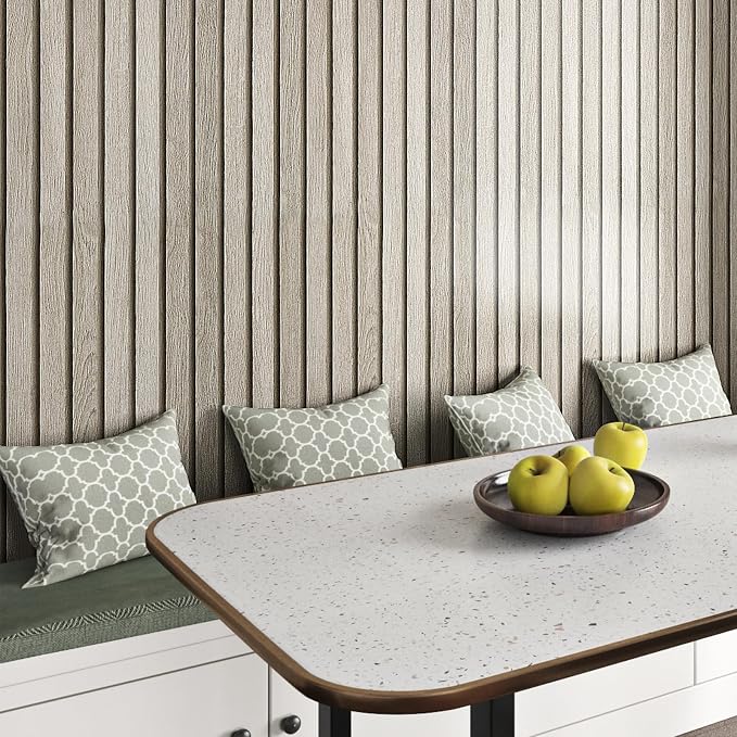Livelynine 15.8x394 Inch 3D Wood Slat Wallpaper for Accent Wall Peel and Stick Wallpaper for Bedroom Living Room Walls Natural Wood Contact Paper Self Adhesive Paneling Wall Paper Decorative Pole Wrap - Image 5