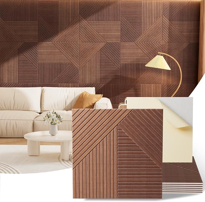 Acoustic Wall Panels, 6 Piece 23.62" X 23.62" Peel and Stick Wall Panels | High-Density Polyester Fiber Self Adhesive Soundproofing for Interior Wall Décor, Haven Panel Divide by Vellorise