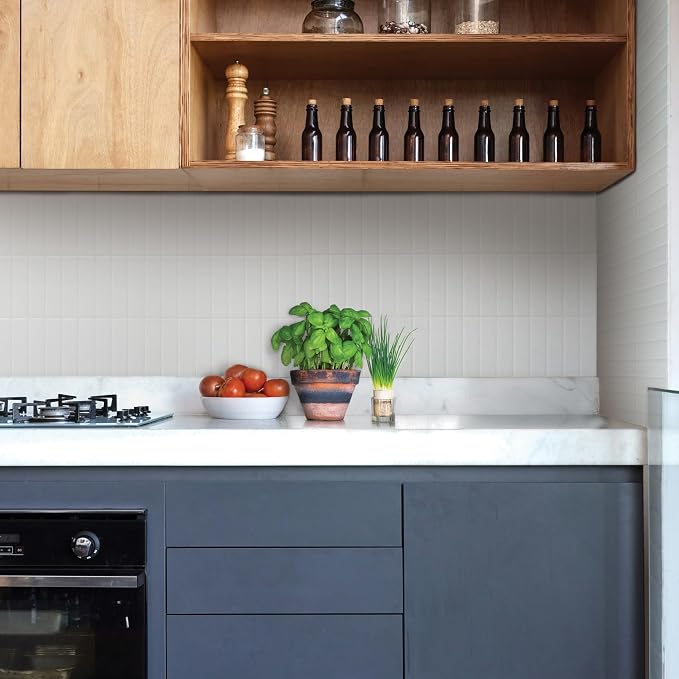 Smart Tiles Peel and Stick backsplash, Stacked Pure White, 11.43"x9" | Pack of 5 (3.5 sq ft), Matte, Heat/Moisture Resistant, Low VOC, Kitchen/Bathroom, Renter Friendly, Made in Canada - Image 2