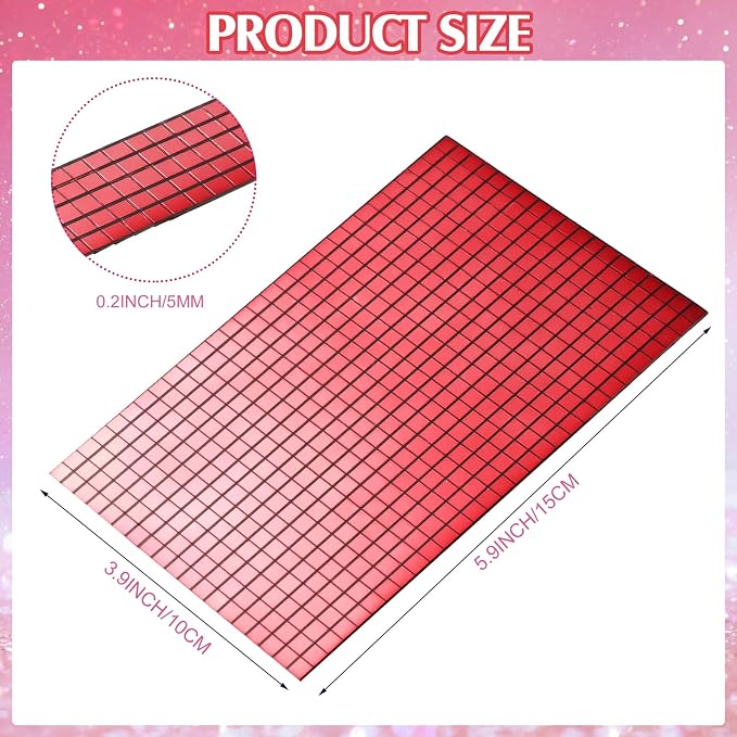 7200 Pieces Red Disco Mirror Tile Self-Adhesive Mirrors Mosaic Tile - Image 2
