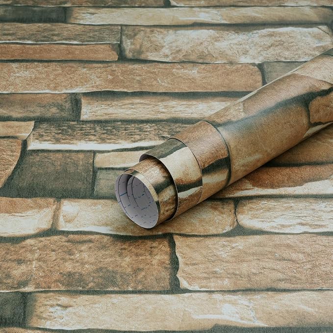Timeet Brick Wallpaper Self-Adhesive Peel and Stick Wallpaper Waterproof Stone Wall Paper for Backsplash Decorative Home Decoration and Furniture Renovation 17.7"×393.7" - Image 8