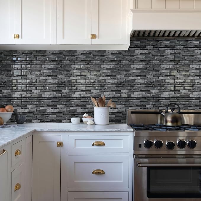 Brick Peel and Stick Kitchen Backsplash Tiles | 10 Sheet 3D Wall Panels Back Splash Waterproof Self Adhesive Wall Stickers for Bathroom Fireplace RV Camper Van（6"x12"） - Image 5