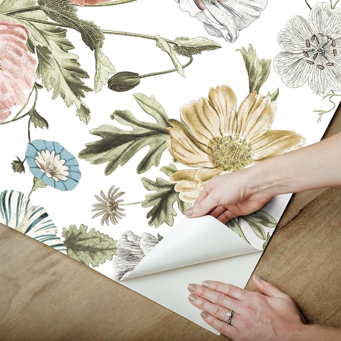 RoomMates Vintage Poppy Pink Peel & Stick Wallpaper - Image 7