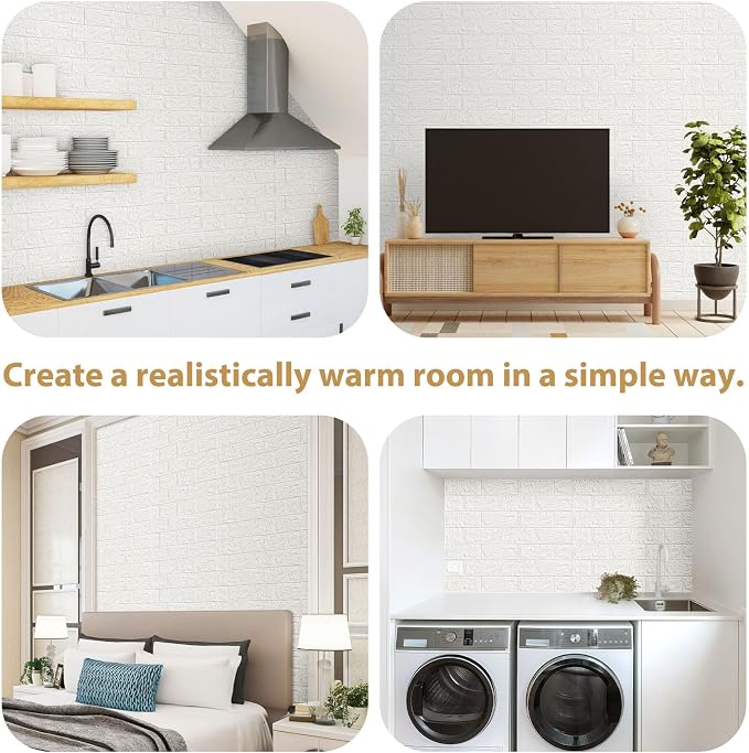 JOLOV 3D Wall Panels Peel and Stick, Waterproof PE Foam (20) | Self-adhesive PE foam panels for DIY wall decor in bedrooms and living rooms; easy peel-and-stick installation. - Image 7