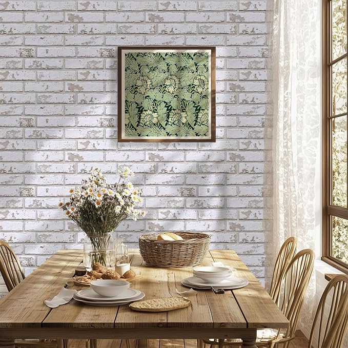 COMSTICKC 3D Faux Brick Wall Panels Peel and Stick Decorative Tiles Sticker | 10 Pcs 15.7" x 11.8", Retro White, Not Real Brick, Ultra-Light Thin PVC 3D Fake Brick Decorative Wallpaper, Cover 12.9 sq ft - Image 6