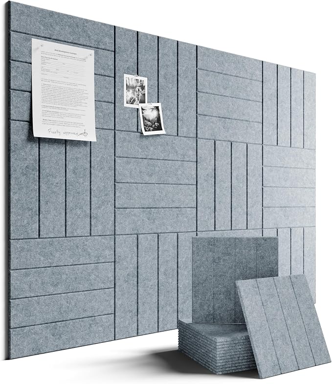 Fluxynara Felt Bulletin Board & Cork Board Alternative, Blue Gray | 48" x 36" Pin board, Removable Adhesive Tabs, Easy Install Without Wall Damage, For Home Office Decor by FLUXYNARA