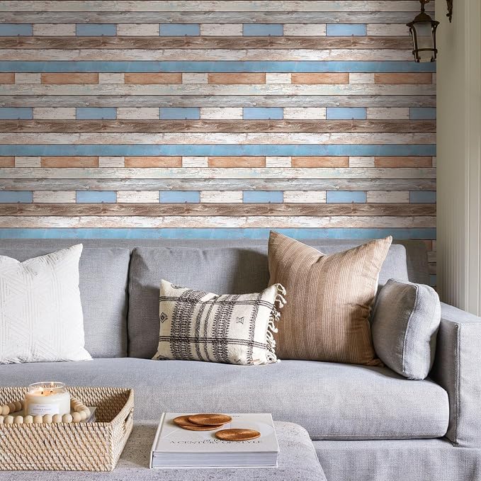 Commomy Faux Wood 3D Wall Sticker Peel and Stick Tiles 10 Pcs 11.8" x 11.8" | Ultralight Thin PVC Wood Grain Wallpaper Tiles for Quick DIY Wall Paneling Decor(9.7sq.ft) - Image 8
