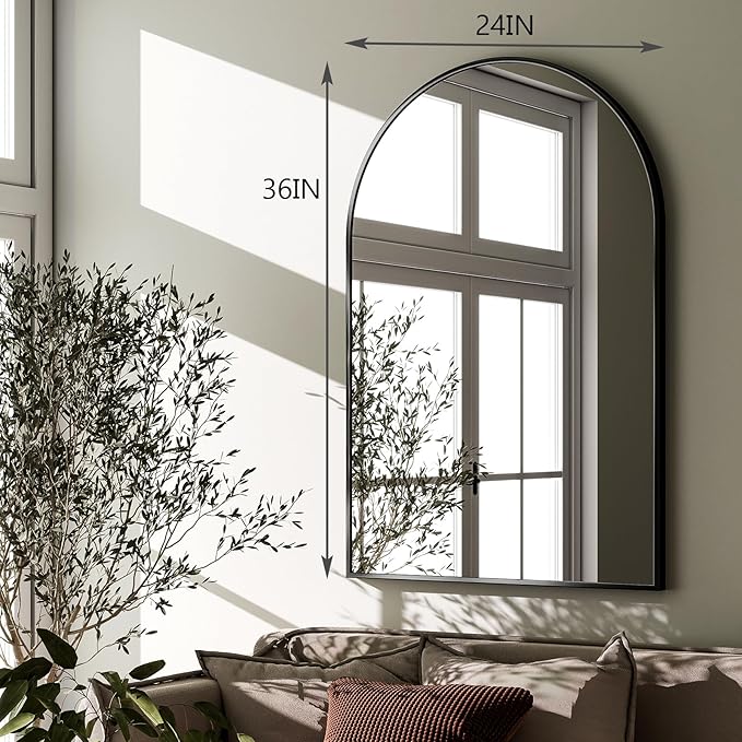 HARRITPURE Arched Wall Mirror 24"x36" Black Metal Frame Vanity Mirrors - Image 6