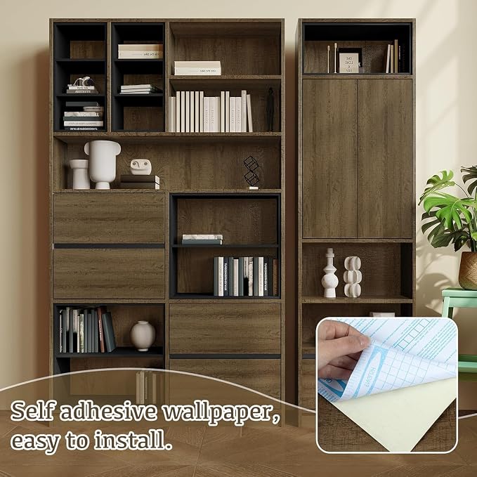 Wood Contact Paper, Walnut Wood Peel and Stick Wallpaper for Cabinets Textured, Self Adhesive Waterproof Wood Grain Wall Paper Easy to Clean for Furniture Countertops Drawer Shelf Liner 15.7"×472.4" - Image 5