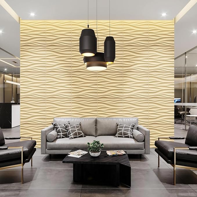 STICKGOO Wave 3D Wall Panels, Light Oak, 19.7''x19.7'', Pack of 12 | PVC Accent Wall Panels for Interior Wall Decor, Living Room, Bedroom Hotel Office, Cover 32.4 Sq.Ft - Image 8