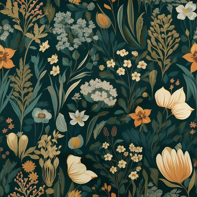 Orainege Vintage Floral Peel and Stick Wallpaper Boho Floral Contact Paper | 17.3in x118.1in Flower Wallpaper Peel and Stick Flower Self Adhesive Wall paper for Bedroom Removable Decorative by Orainege