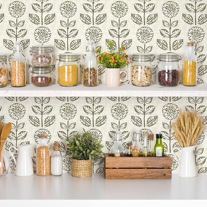 Wudnaye Vintage Floral Peel and Stick Wallpaper for Farmhouse 17.7in×394in | Tulip Peel and Stick Wallpaper Floral Contact Paper Boho Self Adhesive Removable Wall Paper Waterproof for Bathroom Kitchen - Image 7