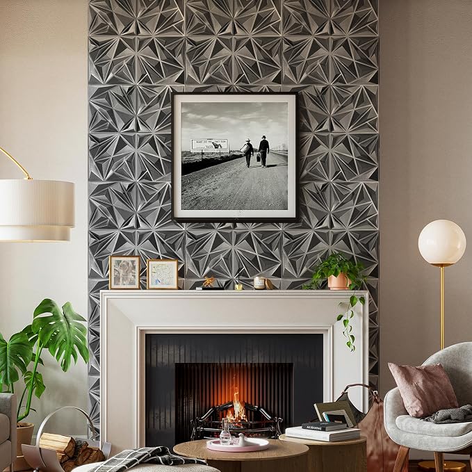 STICKGOO Diamond 3D Wall Panels, Brushed Silver 12''x12'', 33 Pack | Accent Wall Panels for Interior Wall Decor, Living Room, Bedroom, TV Background, Office, Cover 32 Sq.Ft - Image 8