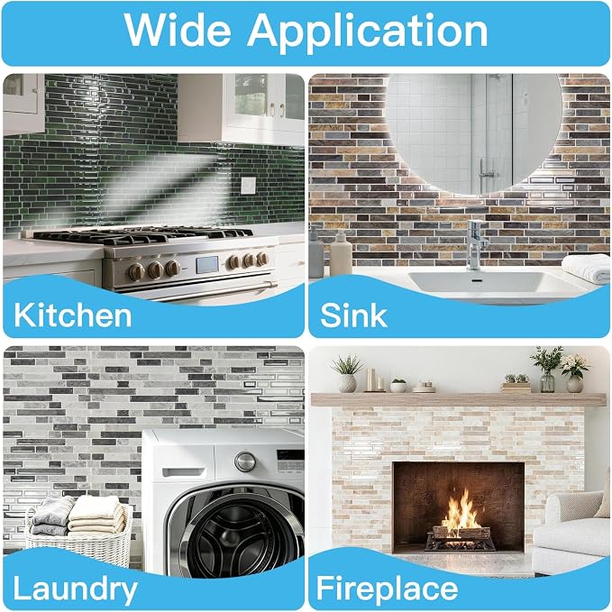 Art3d Linear Tile Peel and Stick Backsplash, 10-Pack, Eurasian Mocha Stone | 12 x 12 Inch, Enhanced Thickness, Warp Resistant, Strong Adhesion, Sturdy, for Kitchen, Bedroom, Ideal for Home Improvement - Image 9