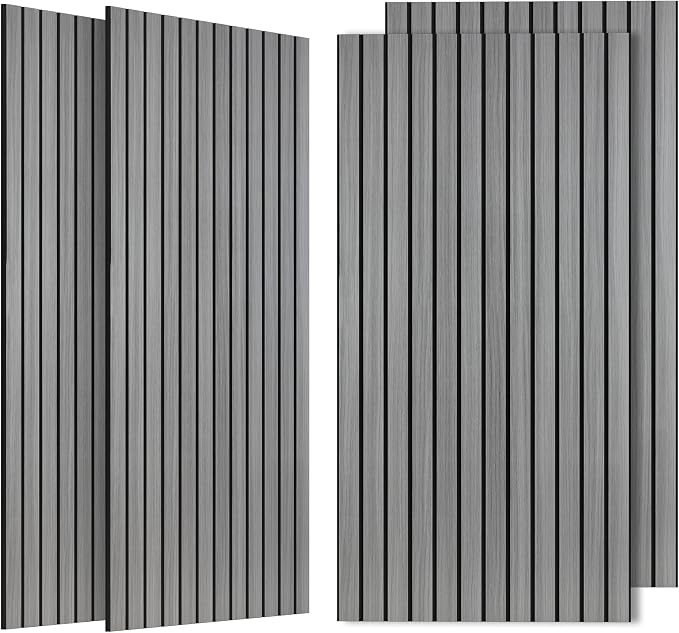Acoustic Panels, 4 Pack 47.2”x23.6” Soundproof Panels,Gray Oak | Soundproof Panels with Simulated Wood Grain Finish,Acoustic Wall Panels,Decorative Wall Panels, High-Density Polyester Fiber by AUTORIFIC