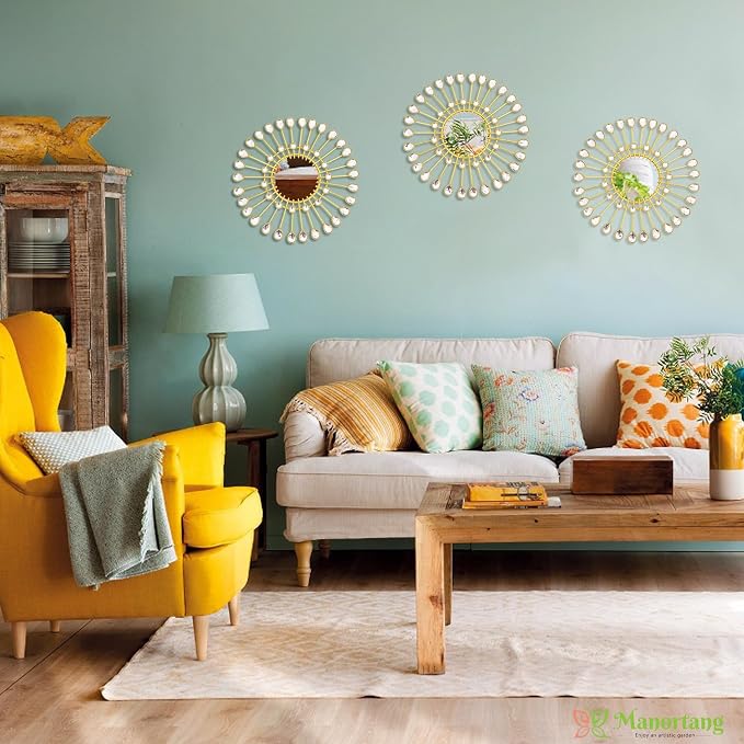 Gold Mirrors-Sunburst Festival Wall Art,Decorative Round Mirrors for Indoor - Image 3