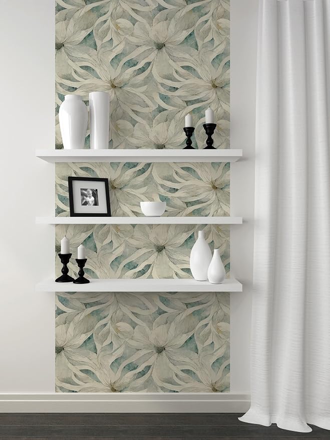 Peel and Stick Wallpaper Roll, Urban Stems Design | 17.5 x 216 in roll; Covers 26.25 sq ft; Vinyl peel & stick; No paste needed; Great for walls, shelves & cabinets. - Image 2