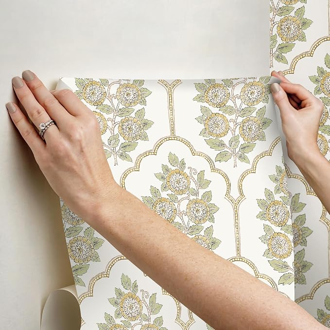 NuWallpaper x Society Social Floral Bazaar Ochre Peel and Stick Wallpaper, Removable Wallpaper, 20.5 in x 18 ft - Image 7