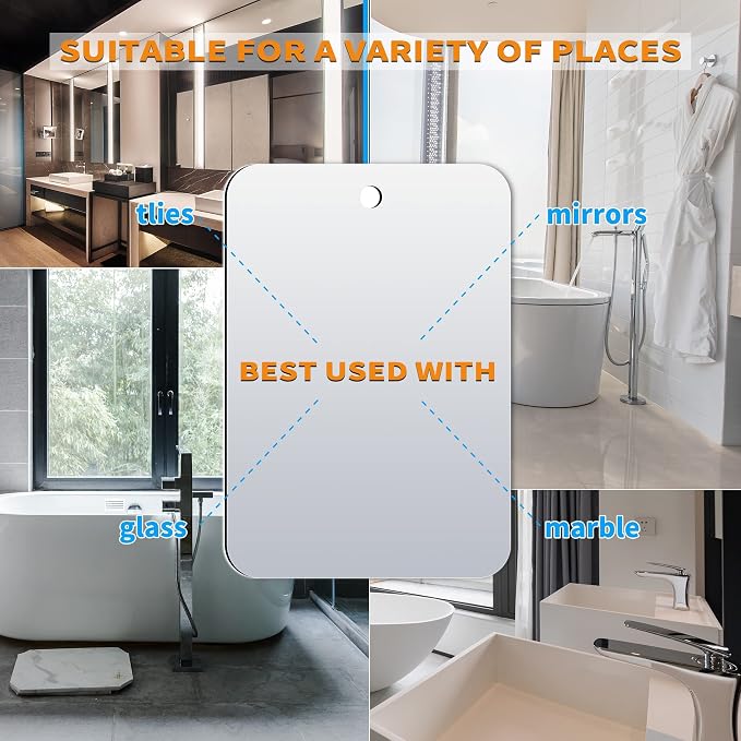 Shower Mirror Fogless for Shaving, Larger 10.7 x 8 inches Small Mirror for Wall Camping, Frameless Portable Hanging Travel Mirrors, Unbreakable Handheld Locker, Makeup Plastic, Shave Mirrors, Bathroom - Image 6