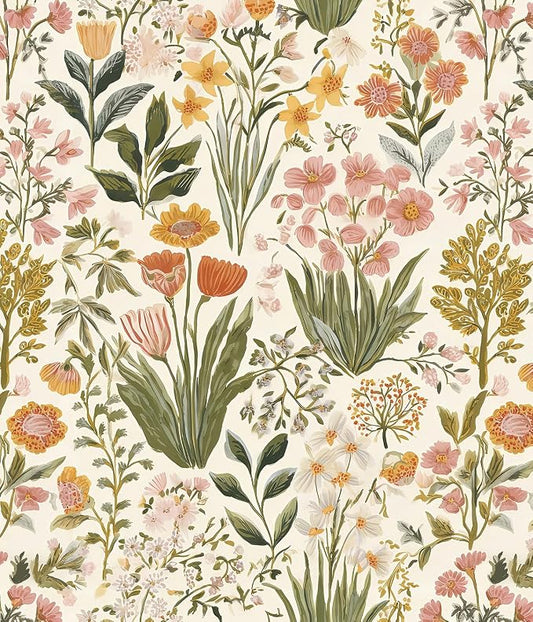 Orainege Floral Peel and Stick Wallpaper Floral Contact Paper Self Adhesive | 16.9in x196.8in Vintage Flower Wallpaper Peel and Stick Flower Contact Paper Botanical Decor for Bedroom Vinyl by Orainege