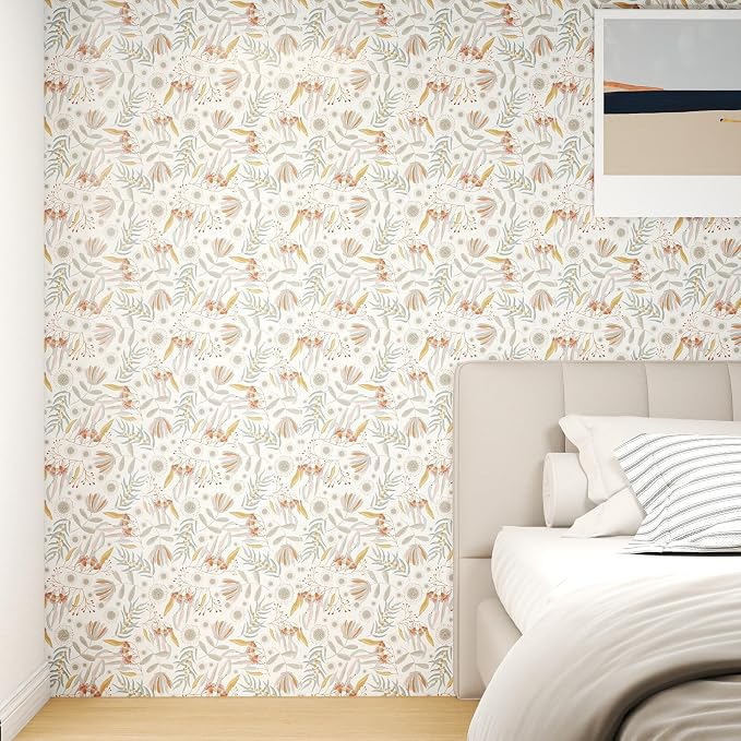 Hopepak Vintage Wallpaper Peel and Stick Floral Wallpaper Boho Floral Contact Paper Removable Self Adhesive for Living Room Bedroom Bathroom Cabinets Wall Decor Vinyl 17.3" x 78.7" - Image 5