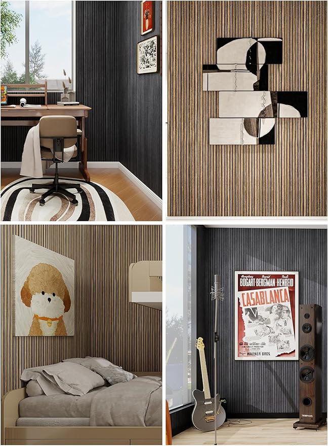 3D Wall Panels Peel and Stick, Dark Walnut, 2 Packs | Interior Wall Decor, Self Adhesive Sound Absorbing Planks, Acoustic Wood Slat, 94.48 * 11.80in, 0.4" Depth - Image 6