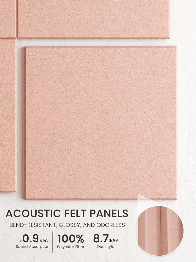 Bumusty 48"x 36" Large Felt Bulletin Board Tiles, Pink | 12-Pack Cork Board Alternative, Wall Decor, 30 Pushpins, 60 Adhesive Tabs, Vision Board, Office, Classroom, Home, Dorm - Image 3