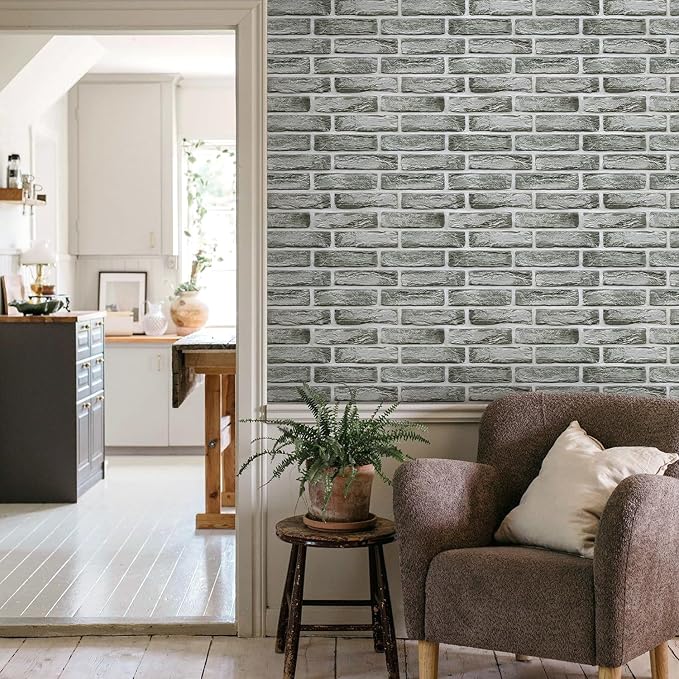 Commomy 3D Faux Brick Peel and Stick Wall Sticker - 10pcs 15.74" x 11.8" | Ultralight Thin PVC Wall Panels Fake Brick Wallpaper Tiles for Kitchen,Bedroom,Quick DIY Home Decor(12.92 sq.ft) - Image 7