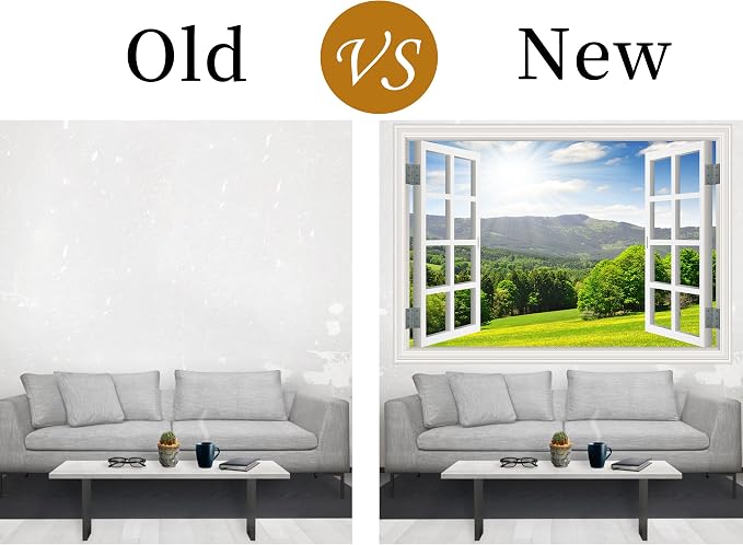 FLFK Fake Window Wall Sticker - Landscape Faux Window Wall Mural for Wall Decor, Stick and Peel Wall Decals,80"x60",Set of 5 Sheets - Image 5