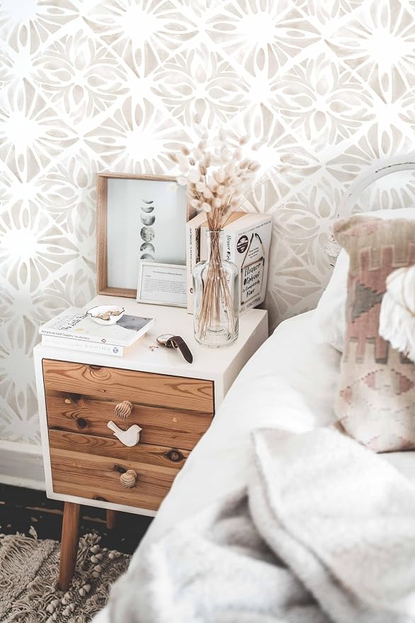 Geometric Peel and Stick Wallpaper Boho 197 "x16.1 White and Gray Wallpaper White Contact Paper Removable for Bedroom Waterproof Removable Shelf Liner Decal Vinyl Roll - Image 5