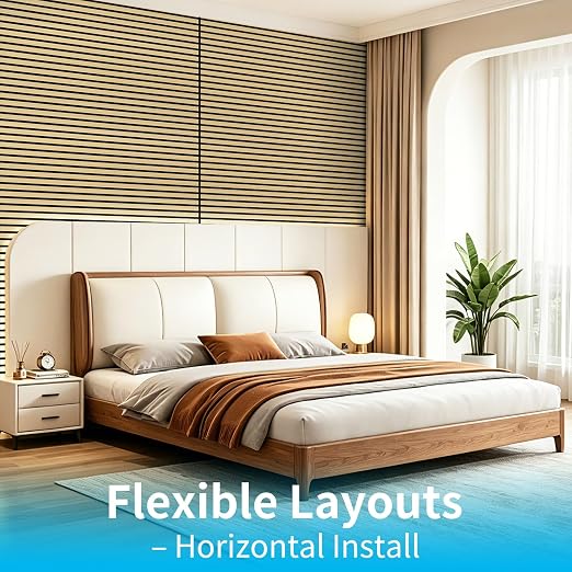 Art3d 47 x 23.6 Inch Acoustic Wood Slat Design Wall Panels, 4-Pack, Oak | Lightweight, Noise Reduction, Crack Resistant, Sustainable, Easy Installation, for Office, Living Room, Bedroom Wall Decor - Image 4